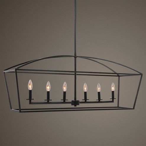 Clayton Six Light Linear Chandelier in Deep Weathered Bronze (52|21348)