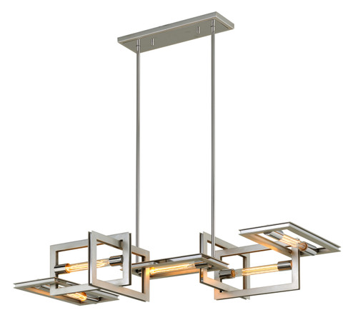 Enigma Five Light Linear Pendant in Silver Leaf W Stainless Acc (67|F7105)