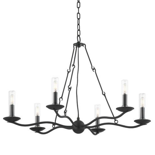 Sawyer Six Light Outdoor Chandelier in Forged Iron (67|F6307FOR)