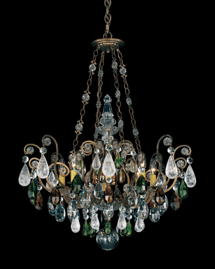 Renaissance Rock Crystal Eight Light Pendant in Antique Silver (53|358748AD)