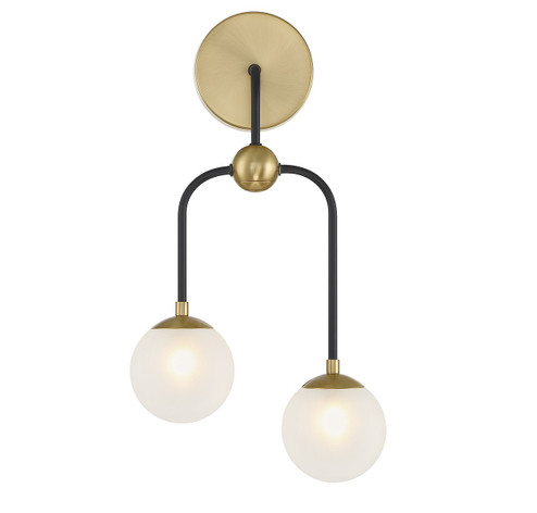 Couplet Two Light Wall Sconce in Matte Black with Warm Brass (51|966962143)