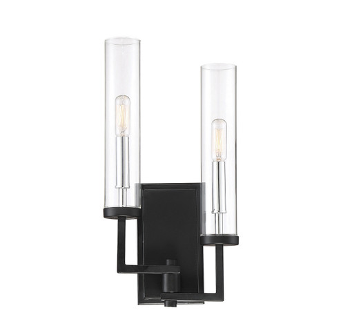 Folsom Two Light Wall Sconce in Matte Black with Polished Chrome Accents (51|92134267)