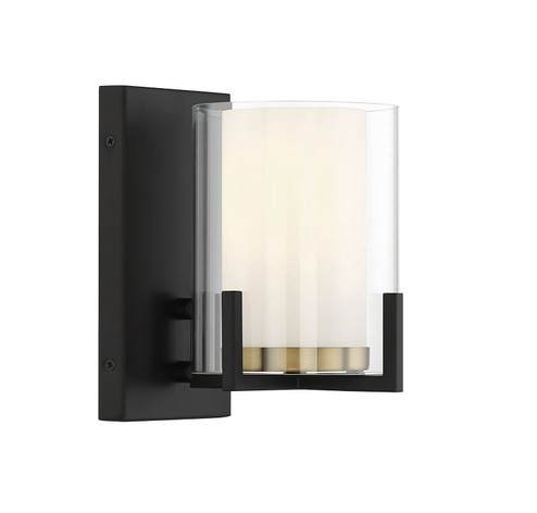 Eaton One Light Wall Sconce in Matte Black with Warm Brass Accents (51|919771143)