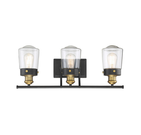 Macauley Three Light Bath Bar in Vintage Black with Warm Brass (51|82069351)