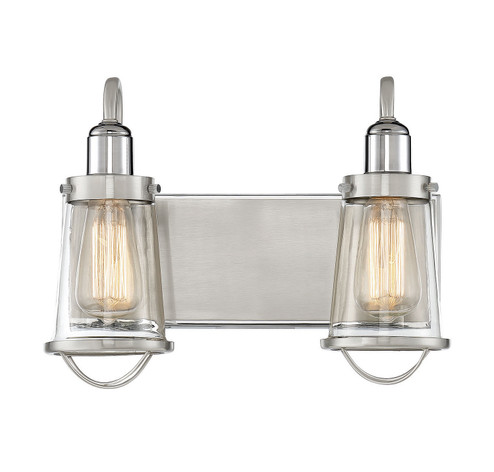 Lansing Two Light Bath Bar in Satin Nickel with Polished Nickel Accents (51|817802111)