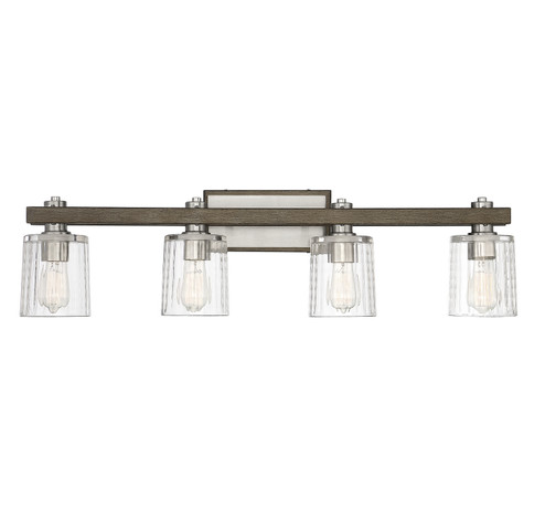 Halifax Four Light Bath Bar in Satin Nickel with Gray Wood (51|812554165)