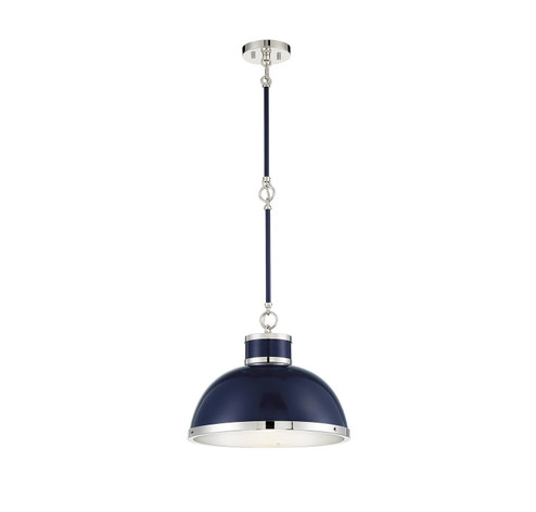 Corning One Light Pendant in Navy with Polished Nickel Accents (51|788821174)