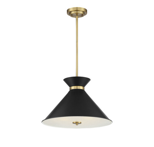 Lamar Three Light Pendant in Black with Warm Brass Accents (51|724163143)