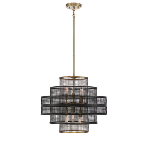 Kelvin Six Light Pendant in Matte Black with Warm Brass Accents (51|719276143)