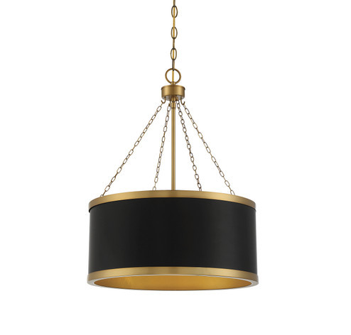Delphi Six Light Pendant in Black with Warm Brass Accents (51|71886143)