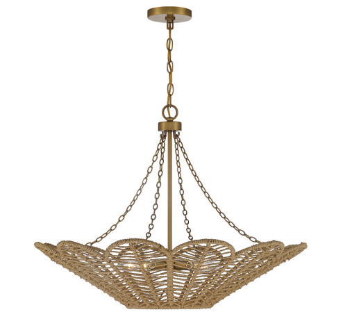 Cyperas Five Light Pendant in Warm Brass and Rope (51|718255320)