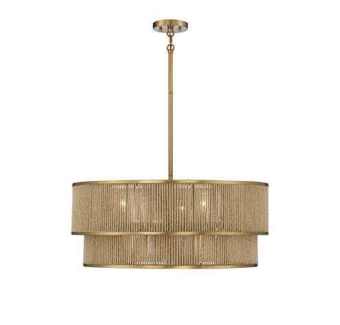 Ashburn Six Light Pendant in Warm Brass and Rope (51|717746320)