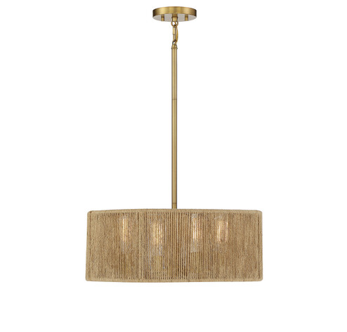 Ashe Four Light Pendant in Warm Brass and Rope (51|717394320)