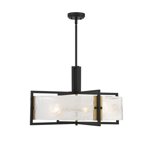 Hayward Five Light Pendant in Matte Black with Warm Brass Accents (51|716965143)
