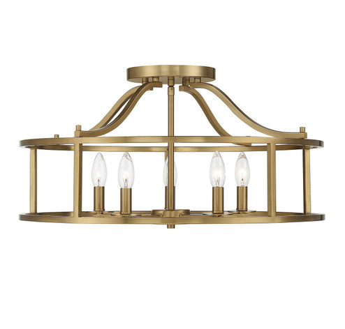 Stockton Five Light Semi Flush Mount in Warm Brass (51|616795322)