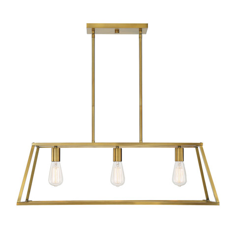 Denton Three Light Linear Chandelier in Warm Brass (51|13263322)