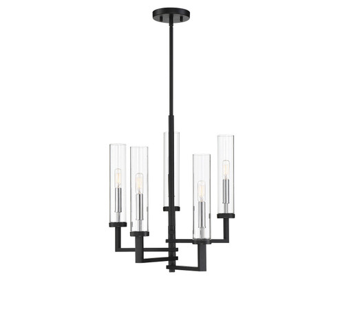 Folsom Five Light Chandelier in Matte Black w/Polished Chrome (51|12135567)