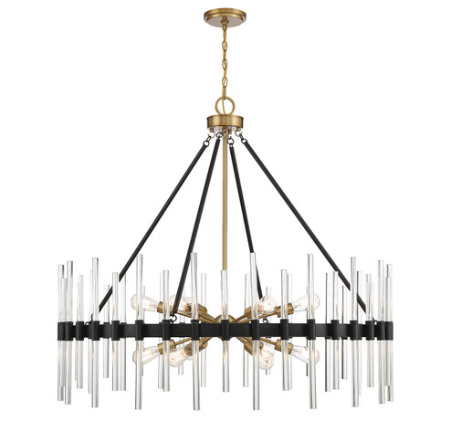 Santiago 12 Light Chandelier in Matte Black with Warm Brass Accents (51|1193412143)