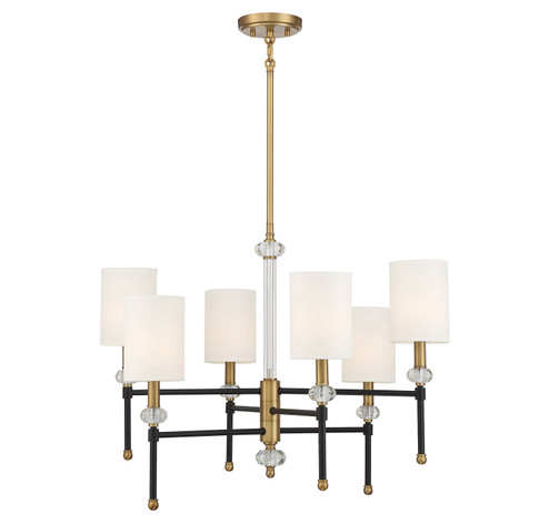 Tivoli Six Light Chandelier in Matte Black with Warm Brass Accents (51|118876143)