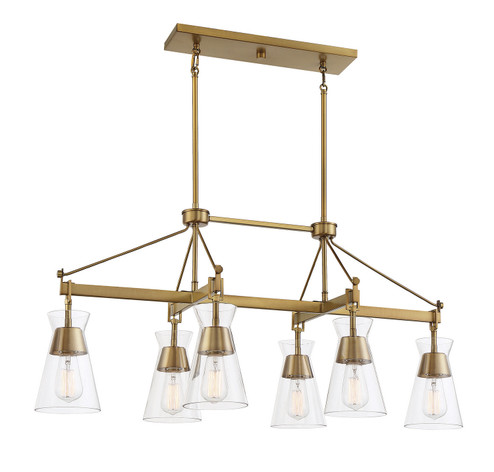 Lakewood Six Light Linear Chandelier in Warm Brass (51|118336322)