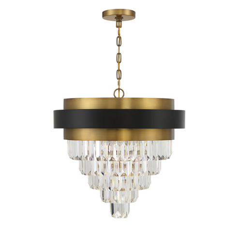 Marquise Four Light Chandelier in Matte Black with Warm Brass Accents (51|116694143)
