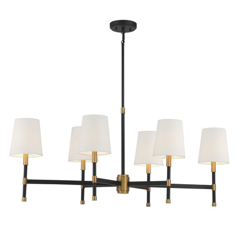 Brody Six Light Linear Chandelier in Matte Black with Warm Brass Accents (51|116316143)