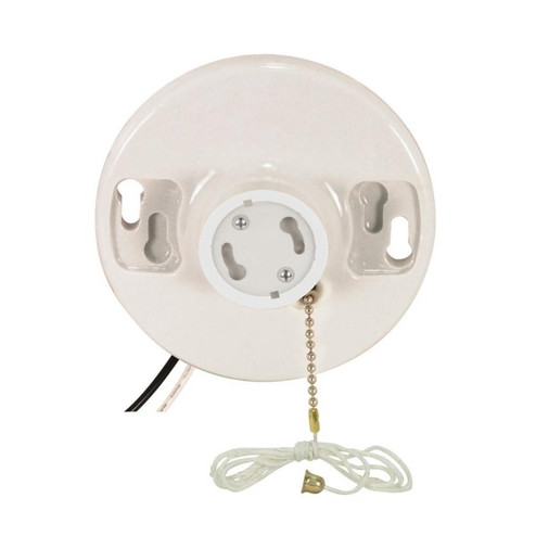 Pull Chain White Porcelain Gu24 On-Off Pull Chain Ceiling Receptacle in White (230|902582)
