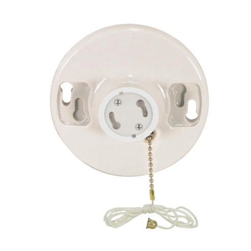 Phenolic Gu24 On-Off Pull Chain Ceiling Receptacle in White (230|902581)