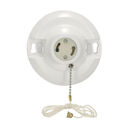 Phenolic Gu24 On-Off Pull Chain Ceiling Receptacle in White (230|902468)