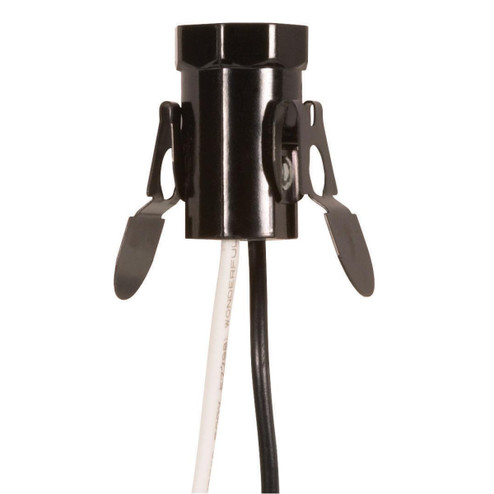 Candelabra Base Phenolic Socket With Spring Clip in Black (230|801275)