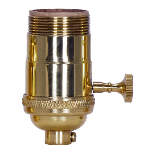 3 Way (2 Circuit) Turn Knob Socket in Polished Brass (230|801048)