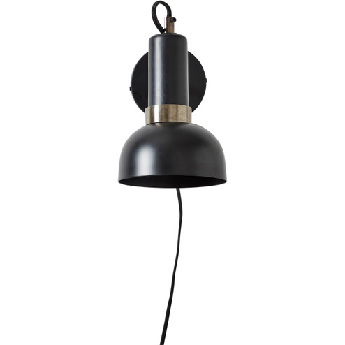 Nome One Light Wall Sconce in Powder Coated & Plated Matte Black & Antique Silver (443|WS100)