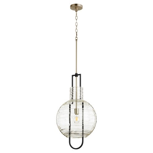 Textured Glass Pendants One Light Pendant in Textured Black w/ Satin Nickel (19|89146965)