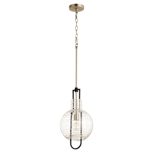 Textured Glass Pendants One Light Pendant in Textured Black w/ Satin Nickel (19|89106965)