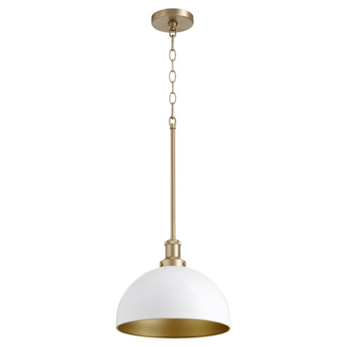 876 Dome Pendants One Light Pendant in Studio White|Aged Brass (19|8760880)