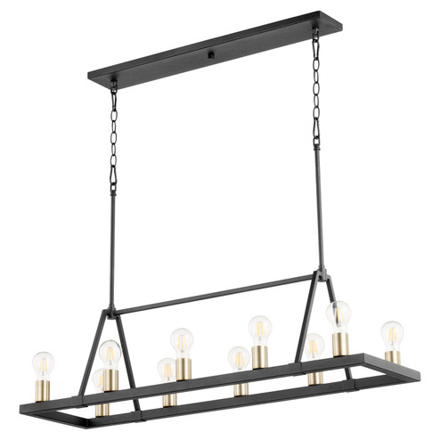 Paxton Ten Light Chandelier in Textured Black w/ Aged Brass (19|84106980)