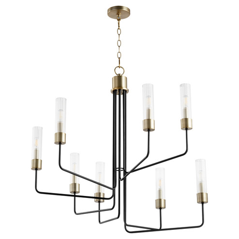 Helix Eight Light Chandelier in Textured Black w/ Aged Brass (19|69586980)