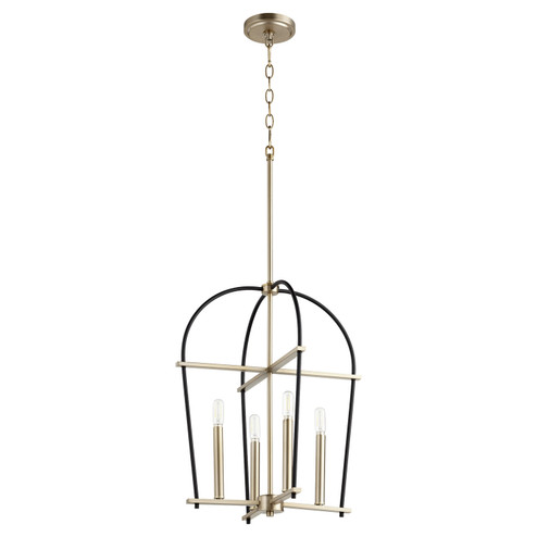 Espy Four Light Entry Pendant in Textured Black|Aged Brass (19|68746980)