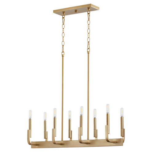 Tempo Eight Light Linear Chandelier in Aged Brass (19|6610880)
