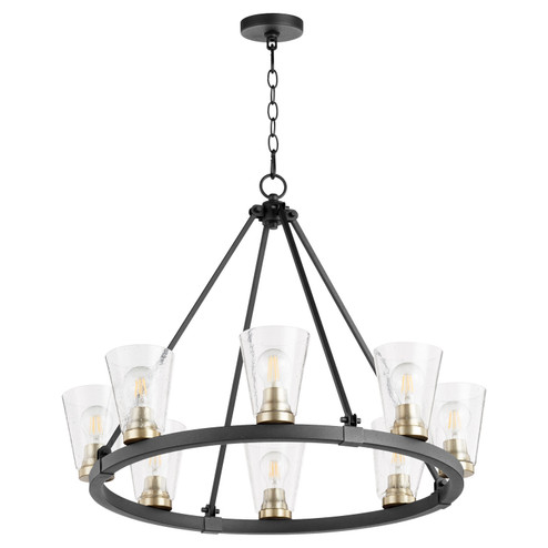 Paxton Eight Light Chandelier in Textured Black w/ Aged Brass (19|6386980)