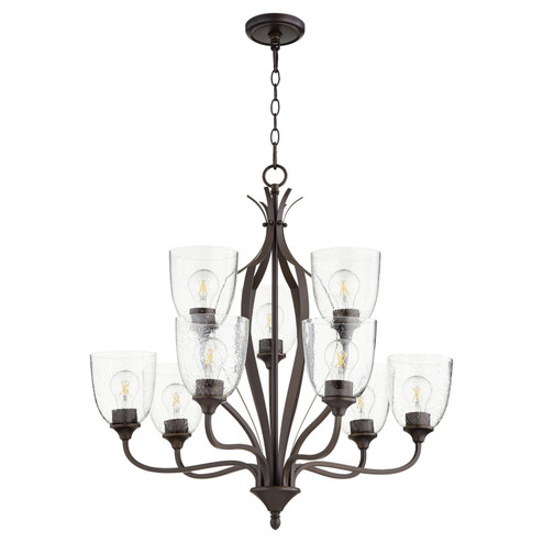 Jardin Nine Light Chandelier in Oiled Bronze|Clear Seeded (19|61279286)
