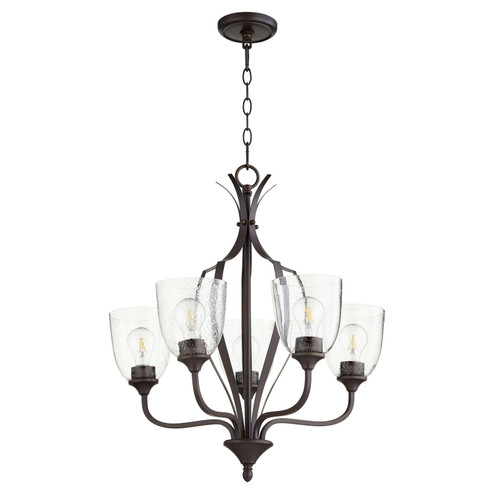 Jardin Five Light Chandelier in Oiled Bronze|Clear Seeded (19|61275286)