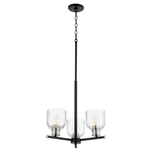 Monarch Three Light Chandelier in Textured Black w/ Satin Nickel (19|61036965)