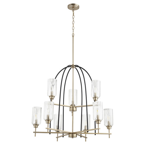 Espy Nine Light Chandelier in Textured Black w/ Aged Brass (19|60796980)