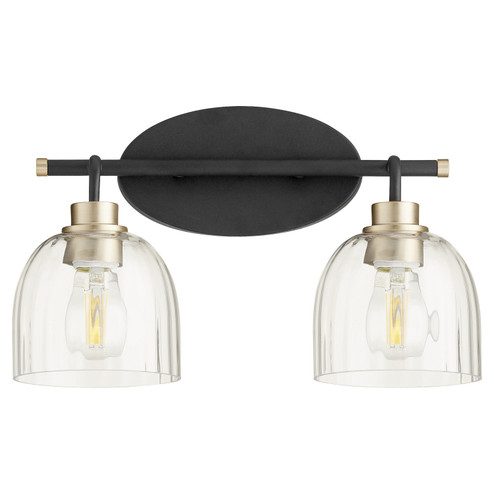 Espy Two Light Vanity in Textured Black w/ Aged Brass (19|50726980)