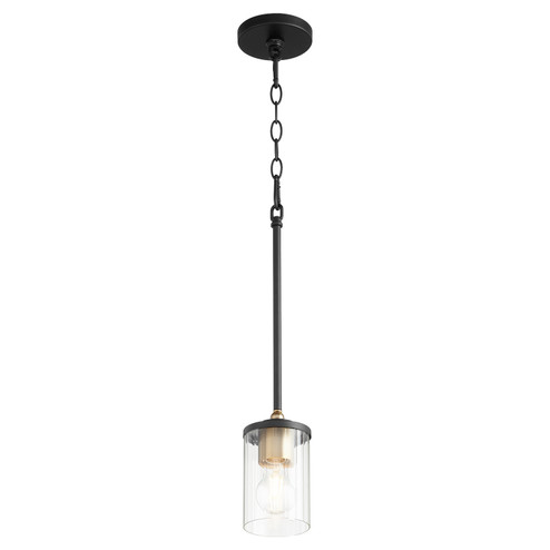Empire One Light Pendant in Textured Black w/ Aged Brass (19|3296980)