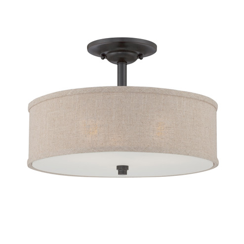 Cloverdale Three Light Semi-Flush Mount in Mottled Cocoa (10|CRA1717MC)