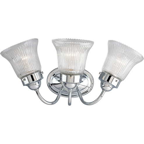 Fluted Glass-Clear Three Light Bath Bracket in Polished Chrome (54|P328915)