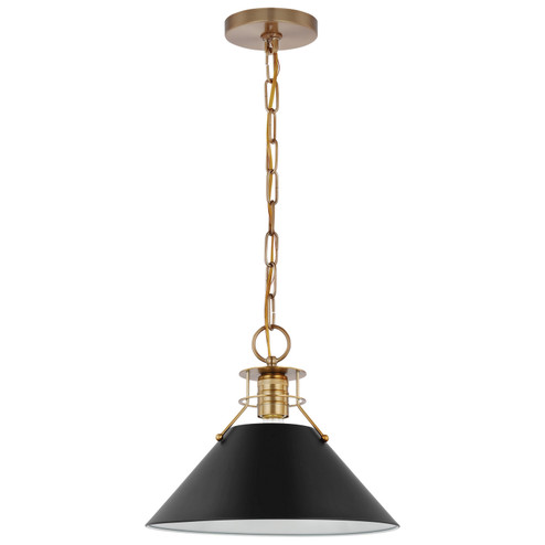 Outpost One Light Pendant in Matte Black / Burnished Brass (72|607523)