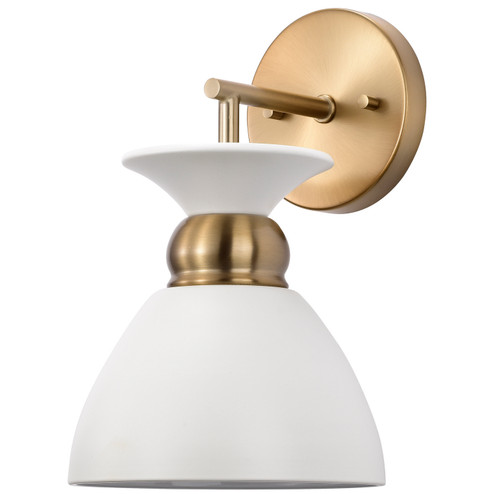 Perkins One Light Wall Sconce in Matte White / Burnished Brass (72|607459)